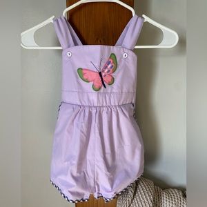 NWT Beaufort Bonnet Company Ruthie Romper 4T with Butterfly Appliqué